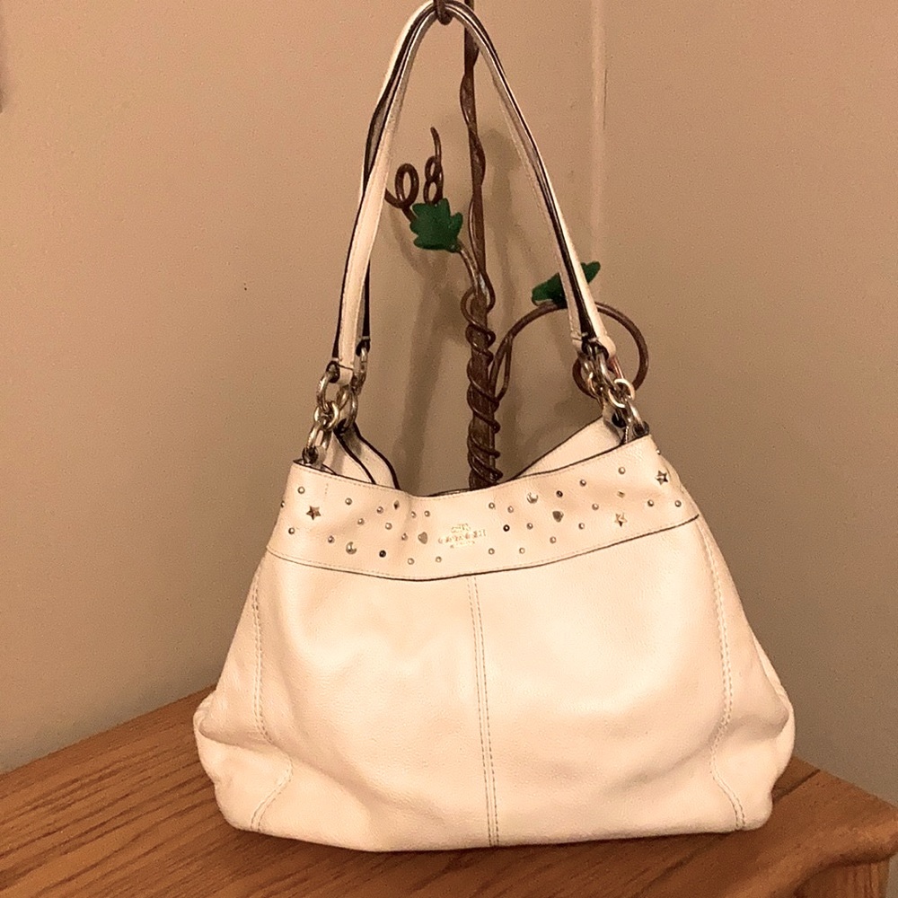 😍.GORGEOUS COACH CREAM PEBBLED LEATHER HOBO SHOULDER BAG PURSE VERY ROOMY GUC
